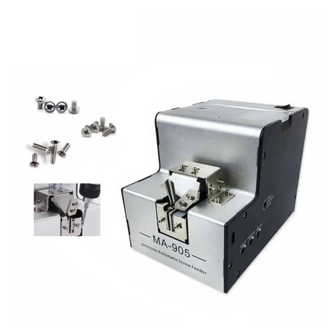 Kickstart Your DIY Projects With This Fully Automatic Screw Machine, silver finished auto screw feeder with various screws.