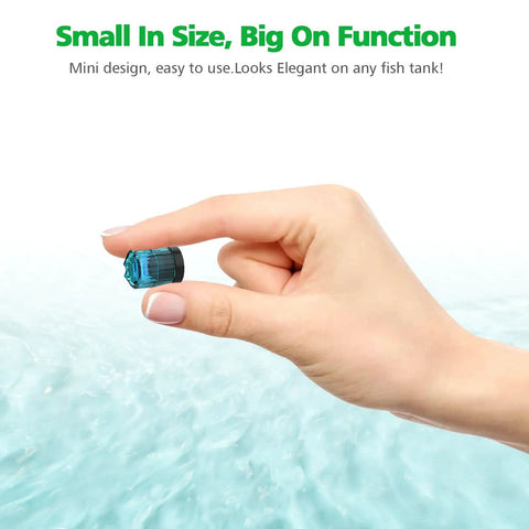 Hand holding compact Auto Top Off ATO System For Saltwater And Freshwater Aquariums Keeps Water Level Stable And Salinity In Check Blue