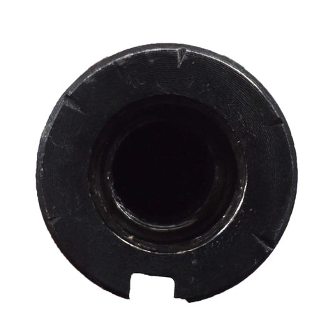 R8 To JT3 Drill Chuck Arbor Reducer Adapter, black steel material, used for Bridgeport style mills and lathes, top view.