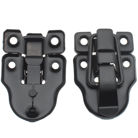Two Pack Retro Style Duckbilled Toggle Hasp Latch Set for Jewelry Box Cabinet Toolbox Suitcase With Mounting Screws Black