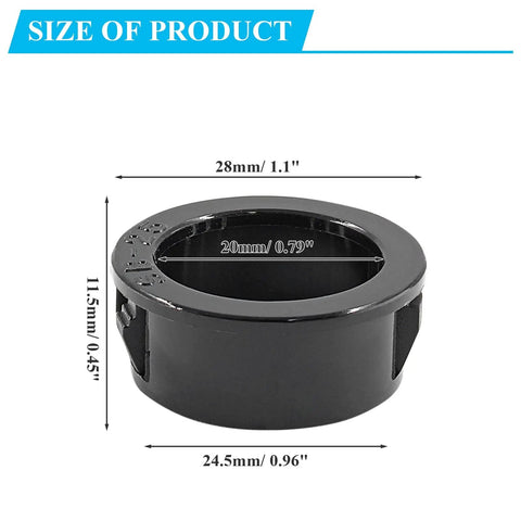 20 Pack Black Plastic Snap Bushing For Cable Hose And Wire, 1 Inch Mounting Diameter, dimensions labeled