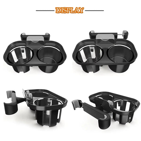 Dual Cup Holder Hook For Rivian R1s And R2 keeps drinks locked tight with dual slots and phone clip for backseat streaming.