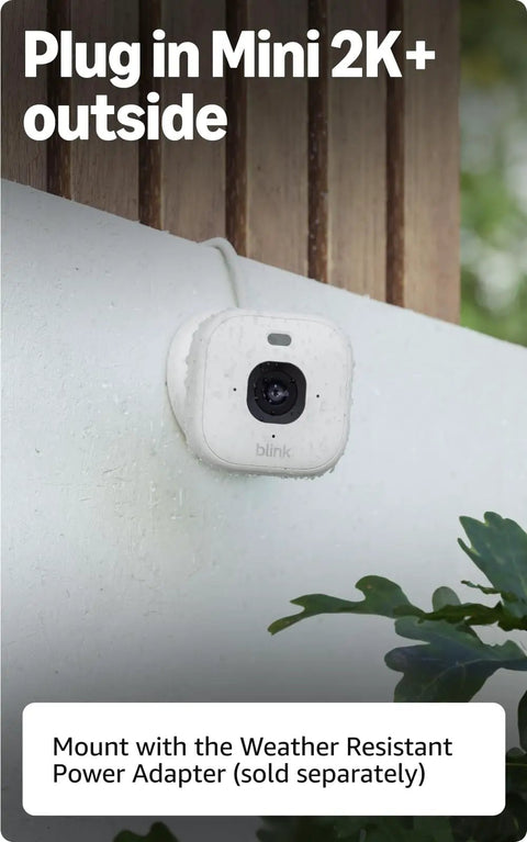 Tiny 2K Plus Plug In Indoor Security Camera Kit With Night Vision, Crisp Audio, Motion Alerts For Home And Pets, Dual Pack White mounted outdoors