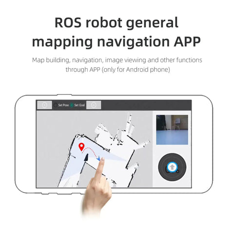 App interface for ROS robot mapping navigation on smartphone screen