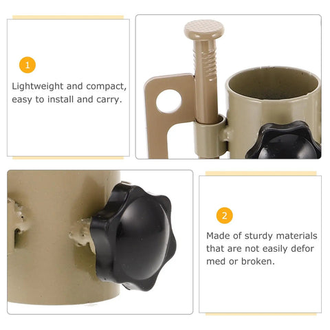Detail of khaki adjustable component of Beefy Adjustable Tent Stake Hammer Set With Aluminum Poles And Sand Stakes for anchoring.