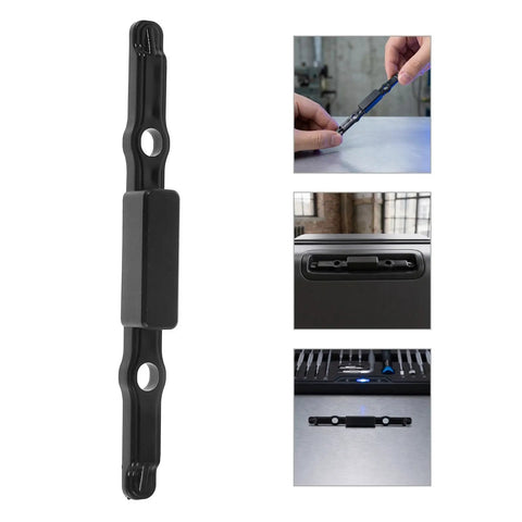 Black Plastic Luggage Repair Button For Telescopic Suitcase Handles Universal Pull Rod Grip Replacement Travel Case Accessory, shown on a table.