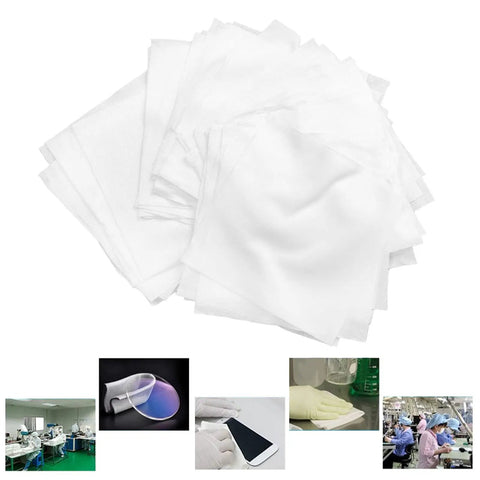 No Nonsense Polyester Cleanroom Wiper Cloth Offering Ultra Soft Touch And Top Shelf Absorption To Kick Dust To The Curb On Precision Electronics And Semiconductor Gear 200 Count, stacked white wipes.