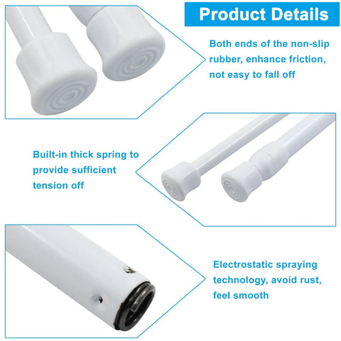 4 Pack Extendable Window Security Bars, Adjustable 17 To 27.6 Inch Tension Rods, featuring durable white material with non-slip rubber ends.