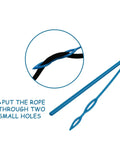 Blue Flexible Drawstring Threader Tool 23 Inch Easy Threading Replacement for threading cords with two small holes detail