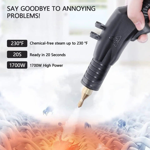 Hand holding Powerful 3000W Steam Cleaner With 20 Second Heat Up Ready In Seconds, Heavy Duty Steamer for grime cleaning, nozzle view