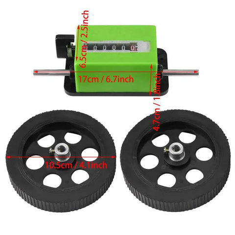Super Smooth Digital Rolling Meter Counter With Kickass Six Digit Display For Precise Textile And Faux Leather Length Measurement Zero Hassle Tracking And Nail It Exactness On Every Yard with dual black wheels.