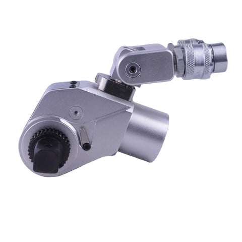 Heavy Duty Hydraulic Torque Wrench 1741Nm Square Drive Lightweight Alloy Build 360 Swivel Manifold side view with adjustment knob.