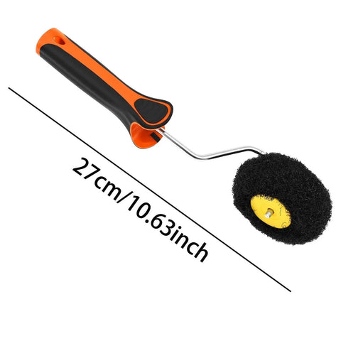 Pro Grade Pumpkin Corner Roller For Painting Interior And Exterior Walls With Precision Edging Brush, 27cm size, black foam roller.