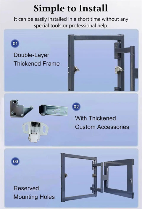 Heavy Duty Galvanized Steel Access Panel With Dead Easy Push To Open Latch, showing double-layer frame and custom accessories.