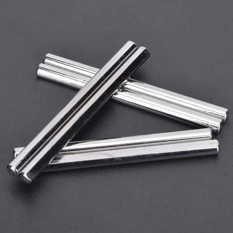 Stainless Steel Rod Axle Set for Industrial Robots 6 Pieces 80x6mm D Shaped Ground precision rods on dark background