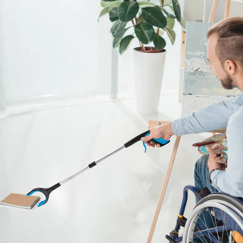 3 Pack Foldable Reacher Grabber Tool Set For Elderly, 32 Inch Reach With Rotating Rubberized Head, Litter Picker And Garden Nabber, Trash Pickup Tool, Handy Grabber In Blue Orange Green
