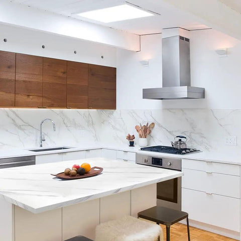 Modern kitchen with Large White Marble Contact Paper For Countertops Waterproof Self Adhesive Marble Peel And Stick Wallpaper