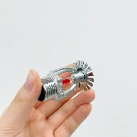 Heavy Duty 5 Pack Fire Sprinkler Heads With Automatic Thermal Trigger At 155 Degrees Fahrenheit held in hand, chrome plated brass design.