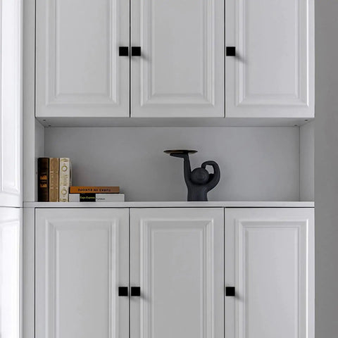 5 Pack Matte Black Square Cabinet Knobs For Kitchen And Bath Zinc Alloy Hardware Handles On White Cabinet