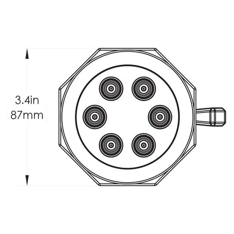 Diagram showing front view of Anystream 360 Shower Head Delivers A Spa Like Shower Experience With Patented Spray Settings And Even Coverage 2.5 GPM Flow Polished Chrome Finish For A Dope Shower Upgrade, 3.4 inch diameter