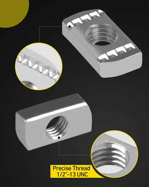 Beefed Up Heavy Duty Strut Channel Nuts 1/2 Inch 13 Thread No Spring Thickened 9mm Zinc Plated Grade 5 Steel for Framing