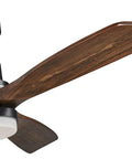 Close-up of 52 Inch Black Ceiling Fan With Lights, Low Profile Farmhouse Style With LED Light Kit, featuring solid wood blade.