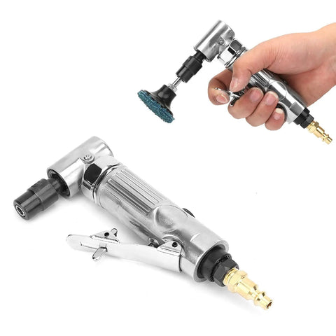 No Nonsense Heavy Duty Right Angle Pneumatic Die Grinder Spinning At 20000 Rpm With Two Inch Disc Mount for metal grinding.