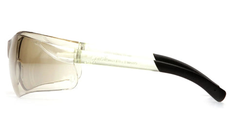 Side view of Clear Safety Glasses That Meet ANSI Z87 Plus Standards, lightweight and impact resistant eye protection for work sites.