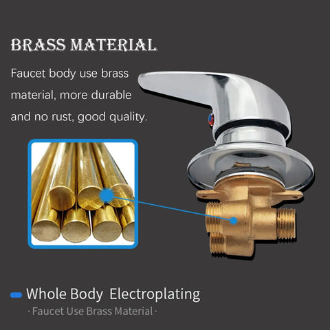 Slick Brass Shower Valve One Way Diverter Tap With G1/2 Cold Hot Water Mixer For Bathroom showcasing brass material and threads.