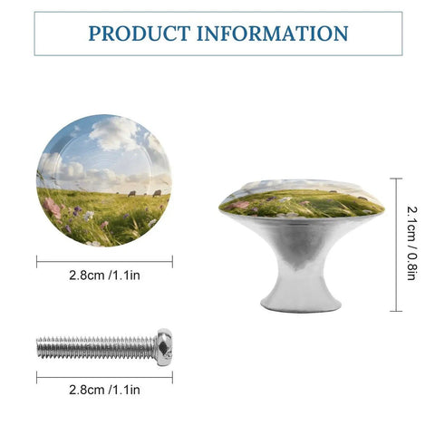 Meadow Style 1.1 Inch Cabinet Knobs And Drawer Handles Set In Stainless Steel Aluminum Alloy With Screw Dimensions