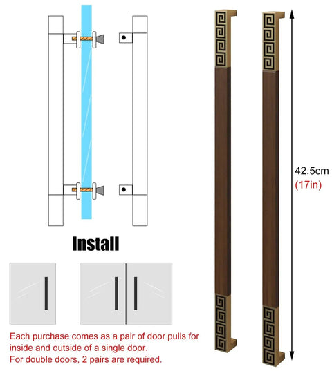 Sliding Barn Door Handle Rectangular Front Door Pull Exterior Interior Push Pull Stainless Steel 304 Rust Resistant No Fuss Easy Install With Screws Single Or Double Sided Mount 17 Inch Length Style2