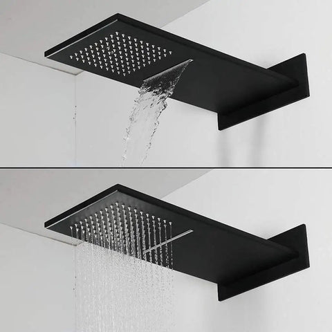 Slick Wall Mounted Digital Display Led Black Shower System Featuring 4 Function Pressurized Waterfall Rain Mode And Handheld Sprayer Hydropower Temp Gauge Tub Spout heavy duty stainless steel rain shower head with waterfall flow