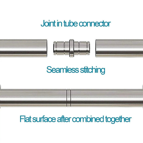 Sliding Ladder Hardware Kit With Stainless Steel Track And Solid Wood Ladder For Home And Loft Use showing joint in tube connector