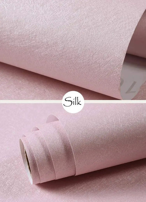 Close-up of Pink Silk Textured Peel And Stick Wallpaper for Bedroom Self Adhesive Removable Wall Cover Waterproof 15.7 Inch Wide 118 Inch Long