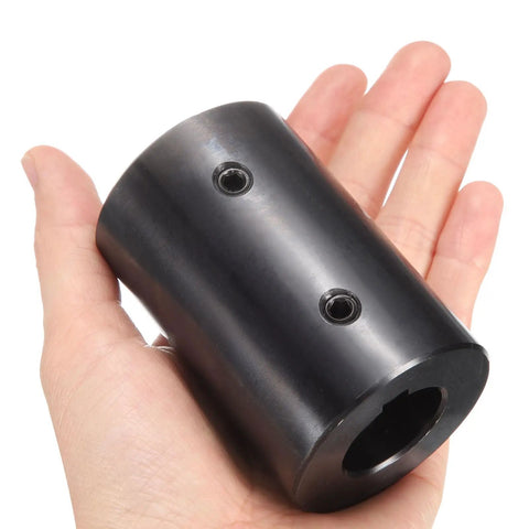 Rigid Shaft Coupling 1 Inch Bore 2 Inch Outside Diameter 3 Inch Length Black Oxide Coated ASTM 1045 Steel Set Screw Type With 2 Screws