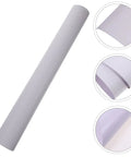 Premium White Peel And Stick Waterproof Wallpaper For Cabinets And Showers Heavy Duty PVC Self Adhesive Sheet rolled, showing texture and adhesive backing.