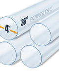 Clear 4 Inch PVC Dust Collection Pipe, 36 Inch Length, 4 Pack Rigid Tubing For Woodworking Dust System, Clear Blue Tint shown stacked