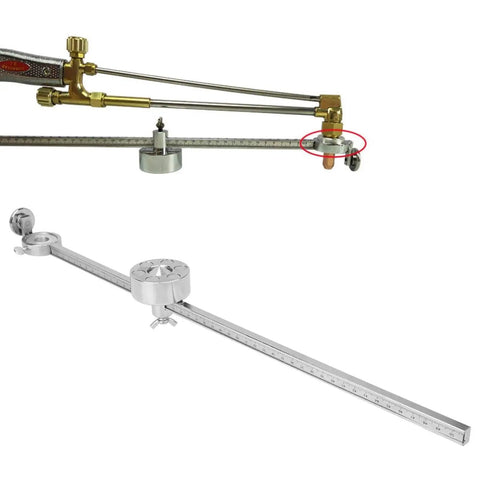 Circle Cutter Guide for Torch and Plasma Cutting, Stainless Steel Roller Guide With 50cm Rail shown with 100cm circle scale.