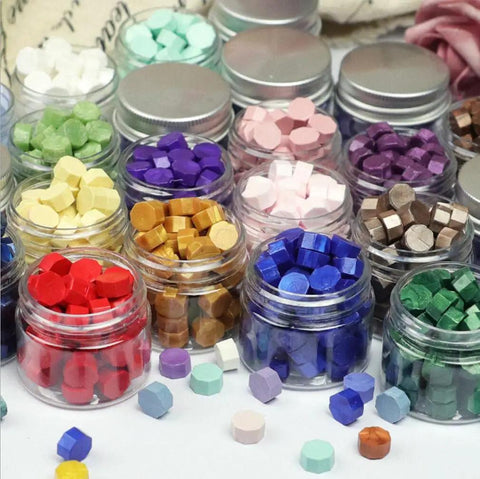 Top Shelf Octagon Sealing Wax Beads With Clear Case For Letters Cards And Invitations Melts Clean Without Stress To Craft Slick Seals That Slap On Every Package assorted colors in clear jars