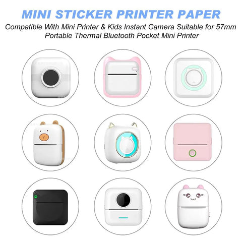 Ten Rolls Mini Thermal Sticker Paper 57 By 25mm Self Adhesive For Mini Printer Sticker Maker And Instant Camera BPA Free Easy Peel Sheets Great For DIY Projects And Labeling Compatible With Two Point Two Inch Printers, compatible mini printers