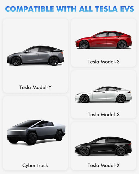 Compatible Tesla EVs: Model-Y, Model-3, Model-S, Cybertruck, Model-X