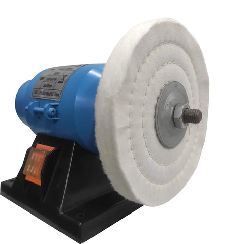 Badass 6 Piece 6 Inch Stainless Steel Buffing Wheel Kit For Bench Grinders With Half Inch Arbor Hole, showing a polishing wheel in use.
