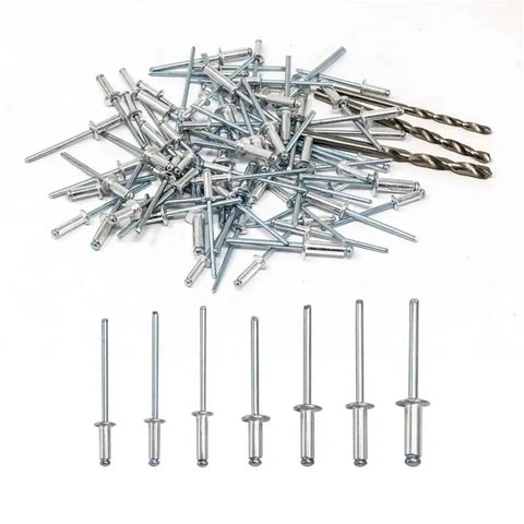 Dome Head Blind Pop Rivets Kit With 570 Pieces And 3 Drill Bits For Quick Install In Metal Plastic And Wood Aluminum Rivets Set Built To Last Works With Manual Or Pneumatic Rivet Guns Secure And Vibration Resistant Hold, assorted rivets and drill bits