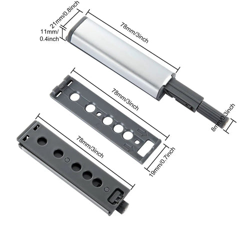 Rock Solid 20 Pack Magnetic Push Latches For Cabinet Hardware Heavy Duty Push To Open Door Latch Aluminum Alloy with dimensions