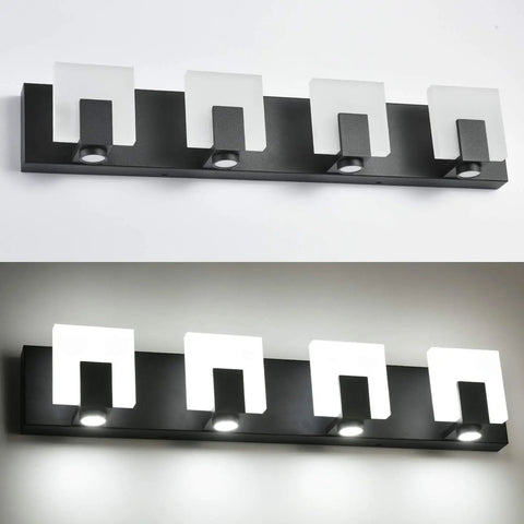 Matte Black Dimmable LED Vanity Lights For Bathroom Above Mirror Kit With Four Fixtures Sleek Bright LED Vanity Lighting Bar