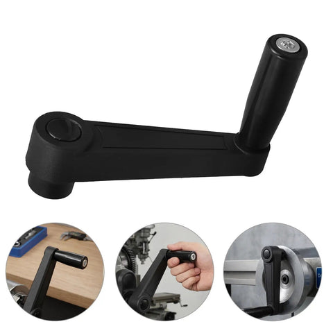 2Pcs Nylon Folding Handwheel Crank Handle For Industry Milling Machine Tools, black ergonomic handle for precise control.