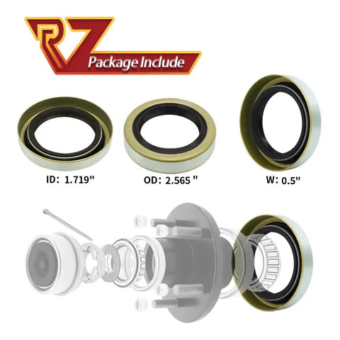 Four Pack Trailer Axle Hub Grease Seals 1.719 ID By 2.565 OD With 2.25 Cotter Pins For 3500 Lbs EZ Lube Spindles And 5 Lug Hubs
