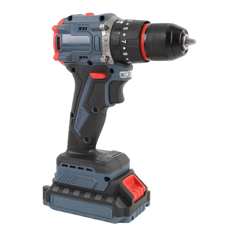 Heavy Duty Brushless Cordless Drill Kit Featuring 1500 RPM Dual Speed Gearbox With 25 Tunable Torque Settings With Integrated LED.