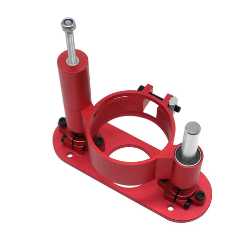 Beefed Up Aluminum Router Table Insert Plate With Smooth Vertical Lift Base Kit for accurate milling setup, featuring a robust red aluminum design.