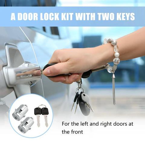 Hand using a key from Pair Car Driver And Passenger Door Lock Cylinder Set With 2 Keys For Front Left And Right Doors OEM 15298924